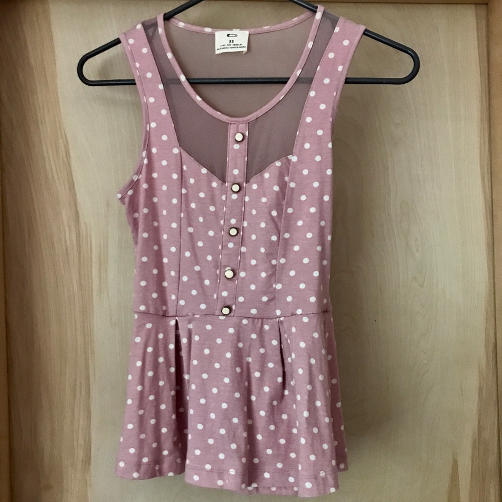 Pins and needles mesh peplum top